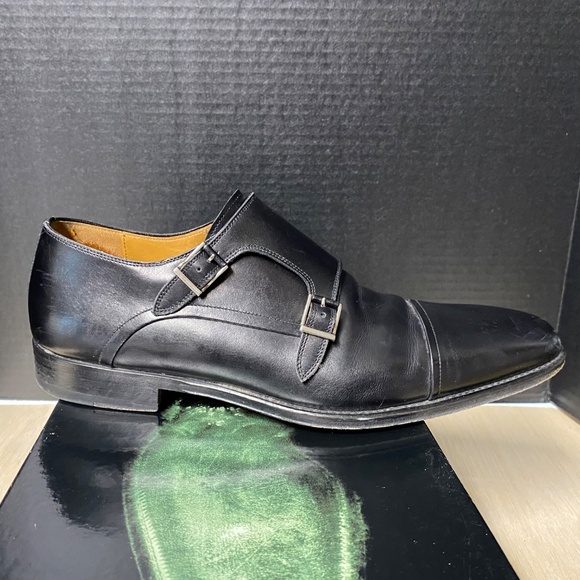 Magnanni Size 9 SILVIO Double Monk Strap Shoes Black Leather With Box - Picture 8 of 14